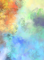 Painted composition with vibrant brush strokes. Textured colorful painting. Paint brushed wallpaper.
