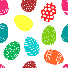 Fototapeta na wymiar Seamless pattern of painted Easter eggs, vector illustration