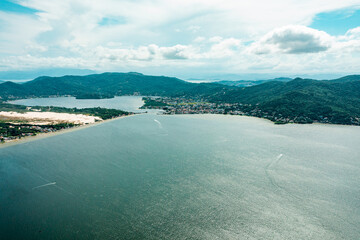 aerial photo with drone of Lagoa da Conceição in the afternoon in Florianópolis Santa Catarina Brazil
