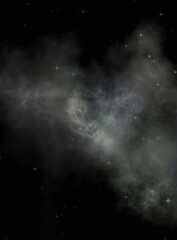 Star field in galaxy space with colorful nebula. Sci fi background of deep space. Ethereal wallpaper.