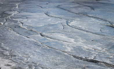 Patterns on the ice in winter