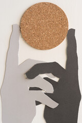 silhouette of hands and fingers with cork