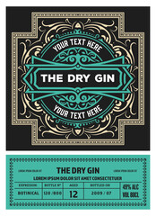 Whiskey label with old frames