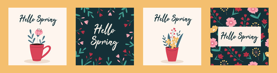 Obraz premium Set of Hello spring templates