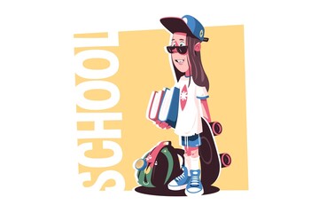 Teenager guy with skateboard