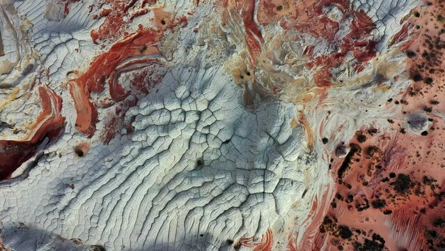 Rock Formations of White Pocket at the Vermillion Cliffs National Monument, Arizona - aerial top down