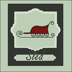 Santa's sleigh on a postcard llustration