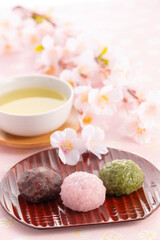 Fototapeta na wymiar 桜餅とお茶