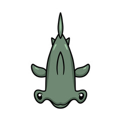Fototapeta premium Cute little hammerhead shark cartoon swimming