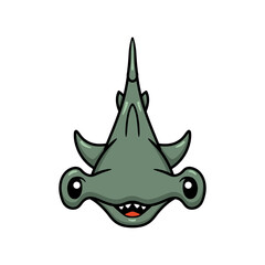 Cute little hammerhead shark cartoon swimming