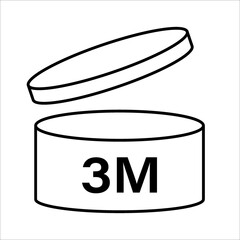 PAO cosmetic icon, mark of period after opening. Expiration time after package opened, white label. 3 month expirity on white background, vector illustration