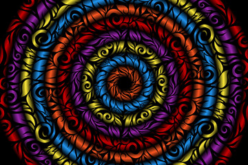 seamless colourful caleidoscope gradient flower art pattern of indonesian traditional tenun batik ethnic dayak ornament for wallpaper ads background sticker or clothing
