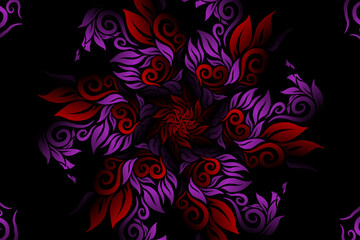 seamless colourful caleidoscope gradient flower art pattern of indonesian traditional tenun batik ethnic dayak ornament for wallpaper ads background sticker or clothing