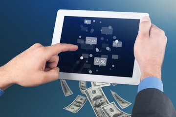 Content monetization, likes turn into dollars passing through the smartphone. The concept of currency, social networks