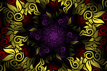 seamless colourful caleidoscope gradient flower art pattern of indonesian traditional tenun batik ethnic dayak ornament for wallpaper ads background sticker or clothing