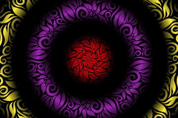 seamless colourful caleidoscope gradient flower art pattern of indonesian traditional tenun batik ethnic dayak ornament for wallpaper ads background sticker or clothing