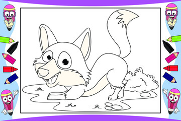 coloring fox animal cartoon for kids