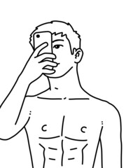 black and white of cute man for coloring