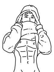 black and white of cute man for coloring