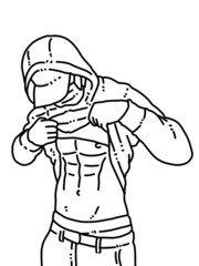 black and white of cute man for coloring