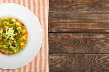 Bowl of homemade organic tasty soup