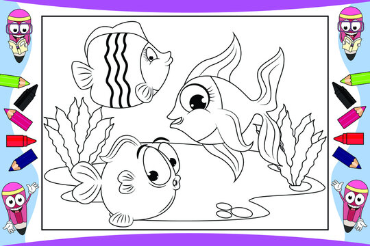 coloring fish  animal cartoon for kids