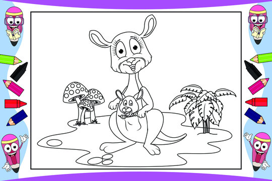 coloring kangaroo animal cartoon for kids