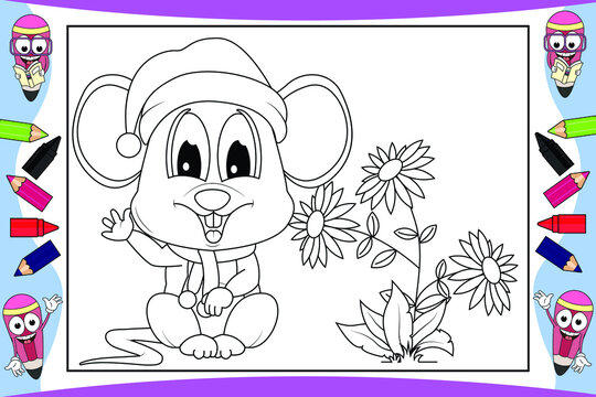 coloring mouse animal cartoon for kids