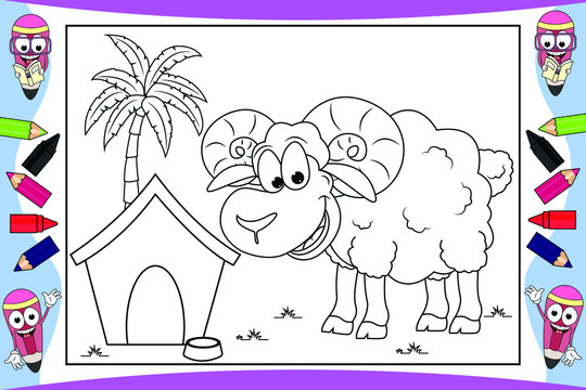 coloring sheep animal cartoon for kids