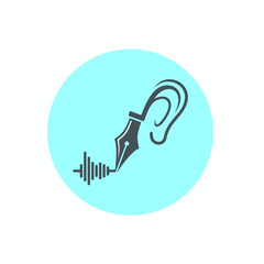 ear icon combined with pen and sound wave.