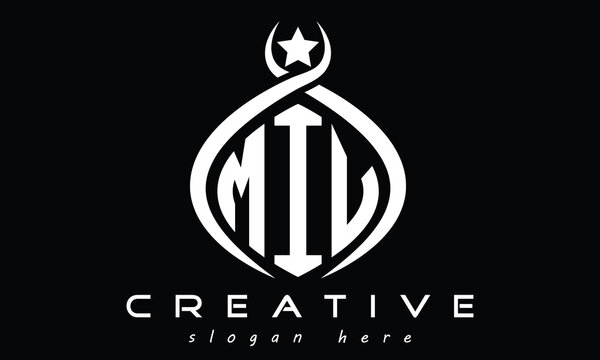 MIV three letters monogram curved oval initial logo design, geometric minimalist modern shape creative logo, vector template