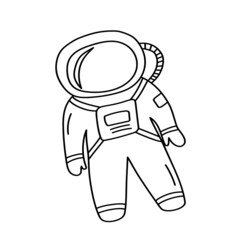Astronaut in doodle style. Vector illustration.