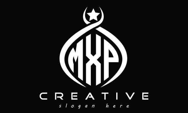OXP three letters monogram curved oval initial logo design, geometric minimalist modern creative logo, vector template
