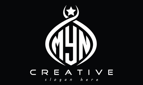OYN three letters monogram curved oval initial logo design, geometric minimalist modern creative logo, vector template