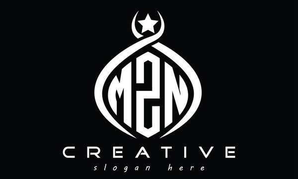 OZN three letters monogram curved oval initial logo design, geometric minimalist modern creative logo, vector template
