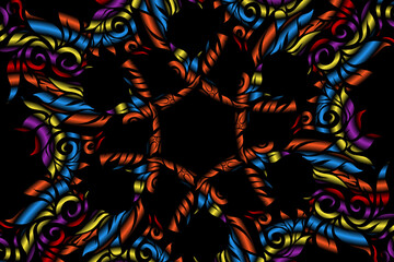 seamless colourful caleidoscope gradient flower art pattern of indonesian traditional tenun batik ethnic dayak ornament for wallpaper ads background sticker or clothing
