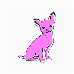 Flat Illustration of Pet Animal Sitting Dog Line Art