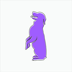 Flat Illustration of Pet Animal Standing Dog Line Art