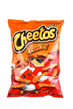 IRVINE, CALIFORNIA - 14 FEB 2022: A bag of Cheetos Crunchy Cheese Flavored Snacks.