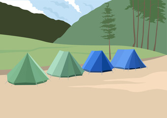 camping Tents on illustration graphic vector