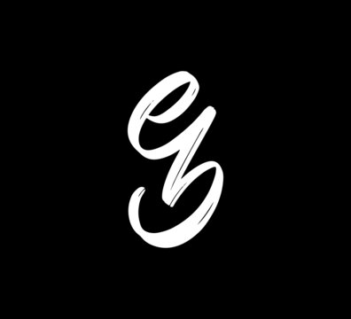 White Vector Letters Logo Brush Handlettering Calligraphy Style In Black Background Initial eb