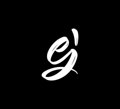 White Vector Letters Logo Brush Handlettering Calligraphy Style In Black Background Initial ej