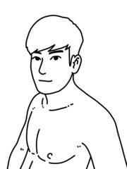 black and white of cute man for coloring