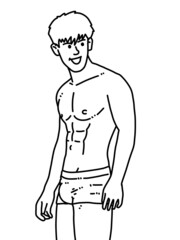 Fototapeta premium black and white of cute man for coloring