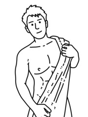 black and white of cute man for coloring