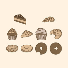 Beverage Dessert Cake Bread and Snacks Illustration
