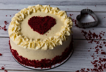 Delicious red velvet cake with cream cheese frosting