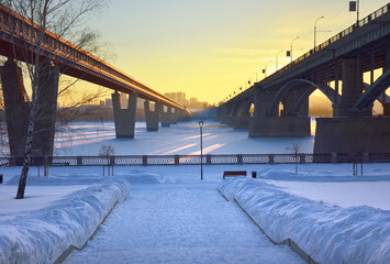 Bridges on the winter embankment