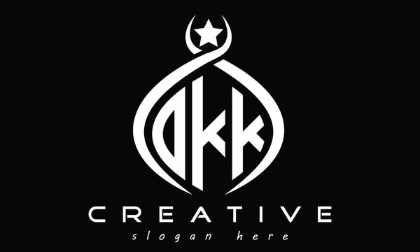 OKK three letters monogram curved oval initial logo design, geometric minimalist modern shape creative logo, vector template
