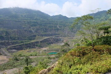 Fototapeta na wymiar Panguna mine copper and gold pit in the Autonomous Region of Bougainville, Papua New Guinea